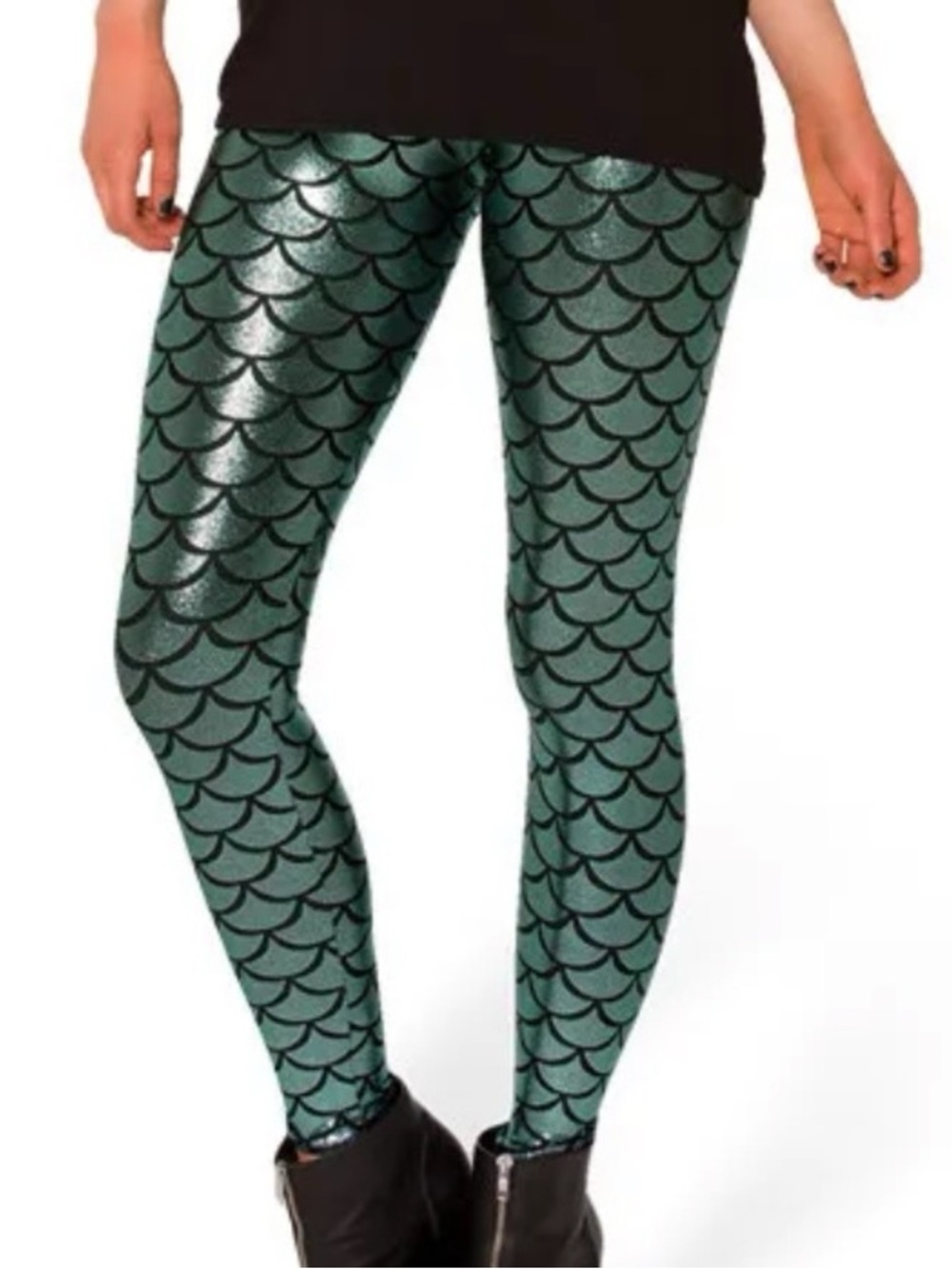 Blackmilk Metallic Teal Mermaid Scale Leggings